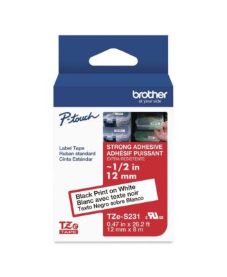 TZES231G 0.47 in. x 26.2 ft. TZe Standard Adhesive Laminated Labeling Tape - Black on White