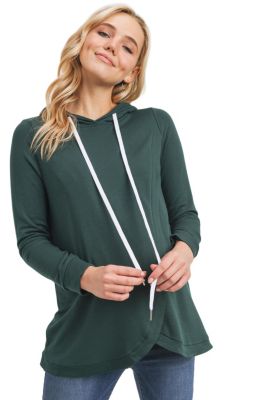 Maternity Crossover Drawstring Nursing Hoodie