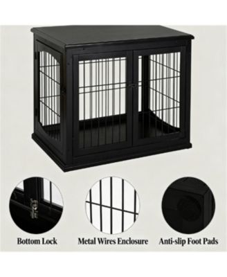 Small Dog Cage with 3 Metal Doors in Black