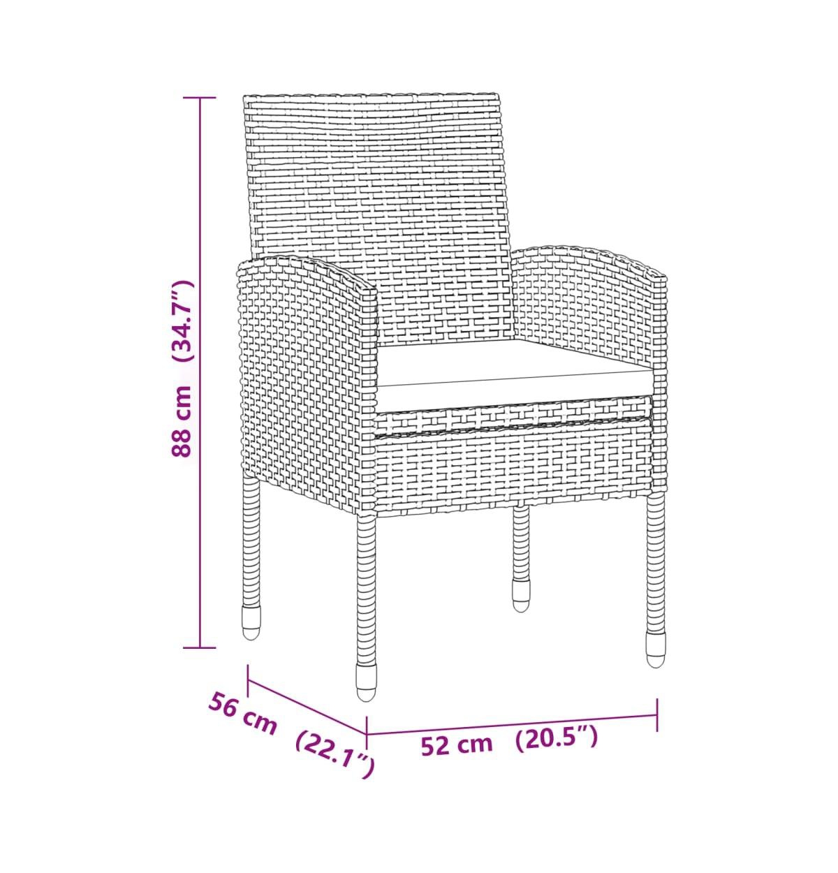vidaXL Outdoor Dining Set Black Pe rattan, steel, solid acacia wood Small