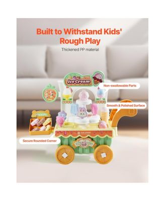 Ice Cream Cart for Kids, 27 PCS Accessories, Pretend Play Store with Storage Trolley with Pretend Money