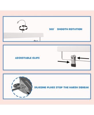 12-Pack Wooden Pants Hangers with Adjustable Clips