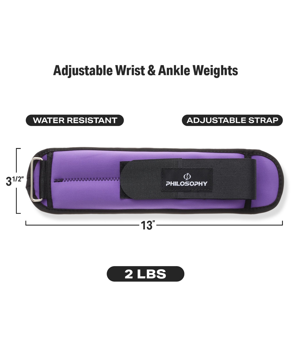 Philosophy Gym Adjustable Ankle/Wrist Weights, Set of 2 - 2 lb Each, 4 lb Total for Strength Training and Fitness