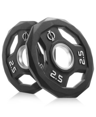 Set of 2 Rubber Coated 2-inch Olympic Grip Weight Plates (2.5 LB each) for Weightlifting