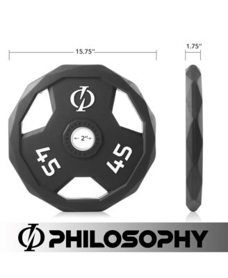 Set of 2 Rubber Coated 2-inch Olympic Grip Weight Plates (45 LB each) for Weightlifting