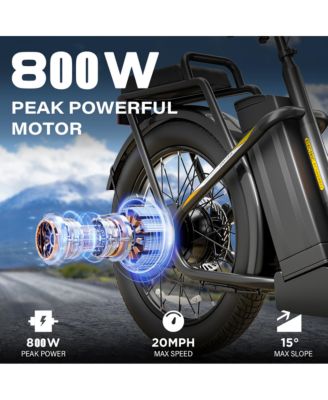 Peak 800W Electric Scooter with Seat, 203" Fat Tire Electric Bike with 48V Removable Battery,Up to 30Miles & 20MPH, Basket&Adjustable Seat