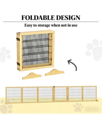 6-Panel Folding Dog Gate in Natural Wood