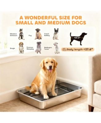 27.6 in. heavy-duty stainless steel Dog Potty Tray in Silver