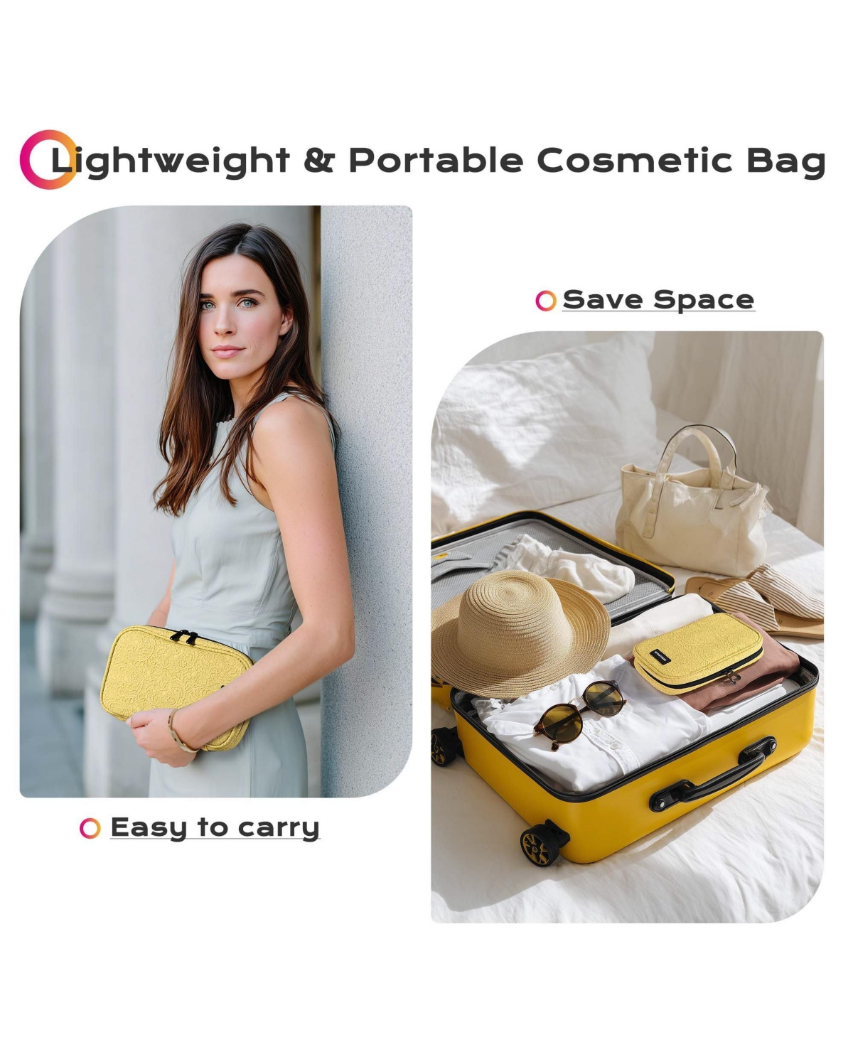 Byootique Travel Makeup Brush Holder Bag Cosmetic Brush Organizer Rococo Yellow