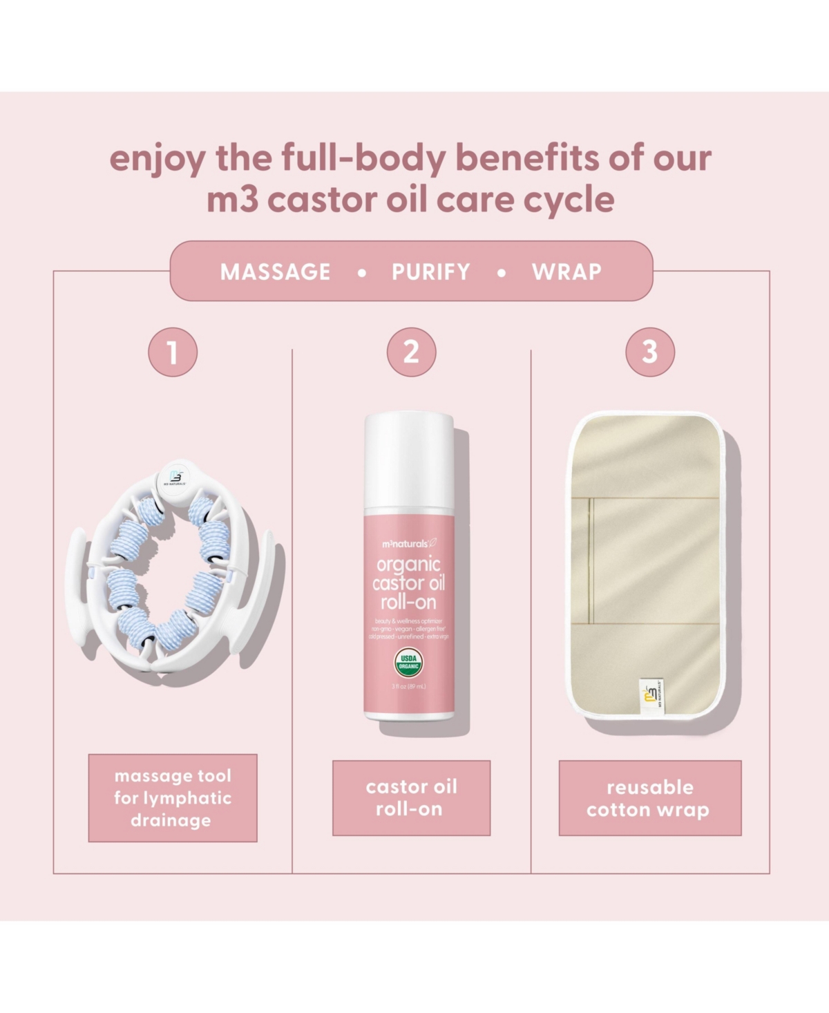 M3 Natural Castor Oil Roll on | 1ct