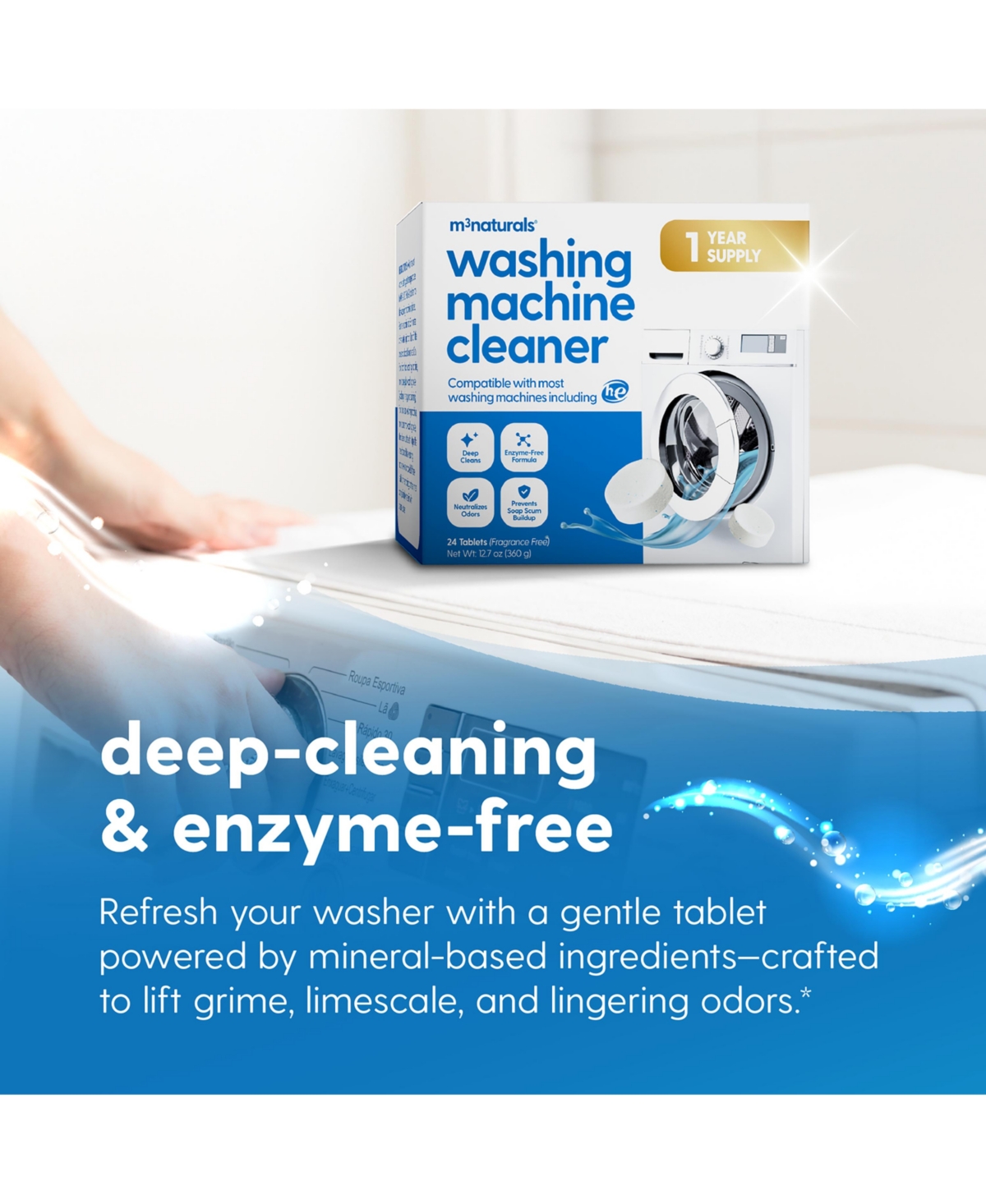 M3 Naturals Washing Machine Cleaner | Mint | 24ct