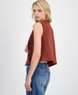 Women's Faux-Suede Open-Front Vest