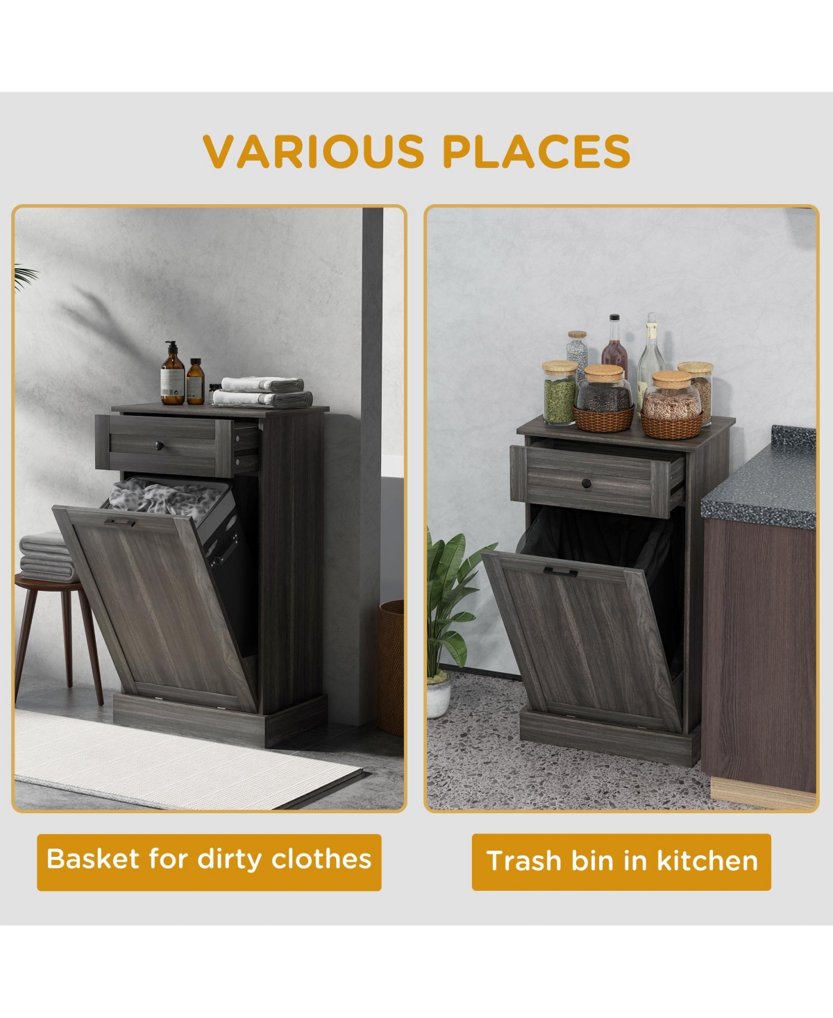 Homcom Kitchen Tilt Out Trash Bin Cabinet, Free Sding Recycling Cabinet