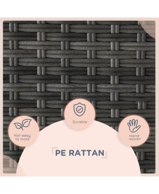 Dark Blue Outdoor Wicker Cat House with Canopy