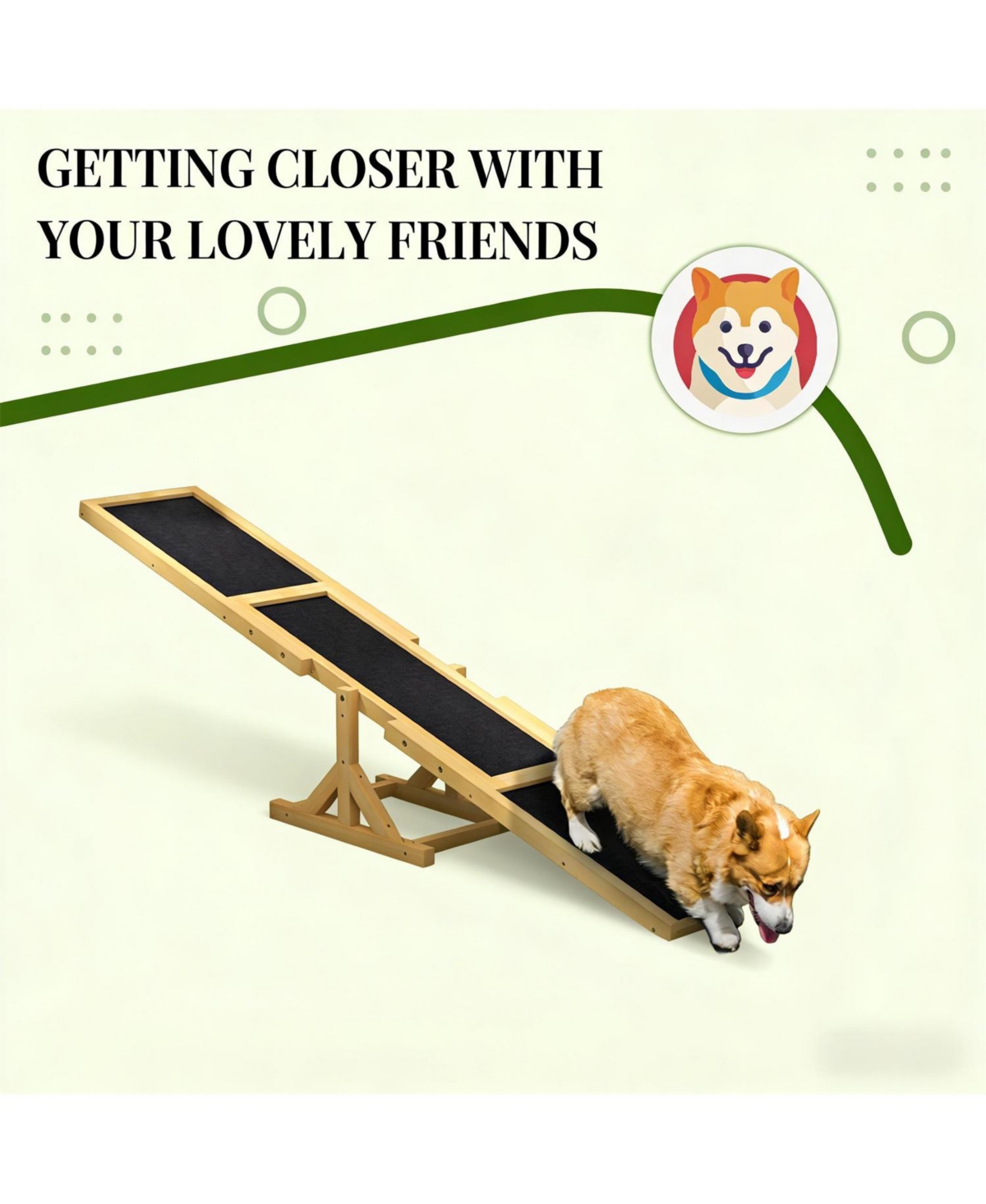 Aostirmotor Wooden Dog Agility Seesaw for Outdoor in Yellow