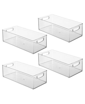 Plastic Stackable Pantry Bin with Handles, Set of 4, Clear