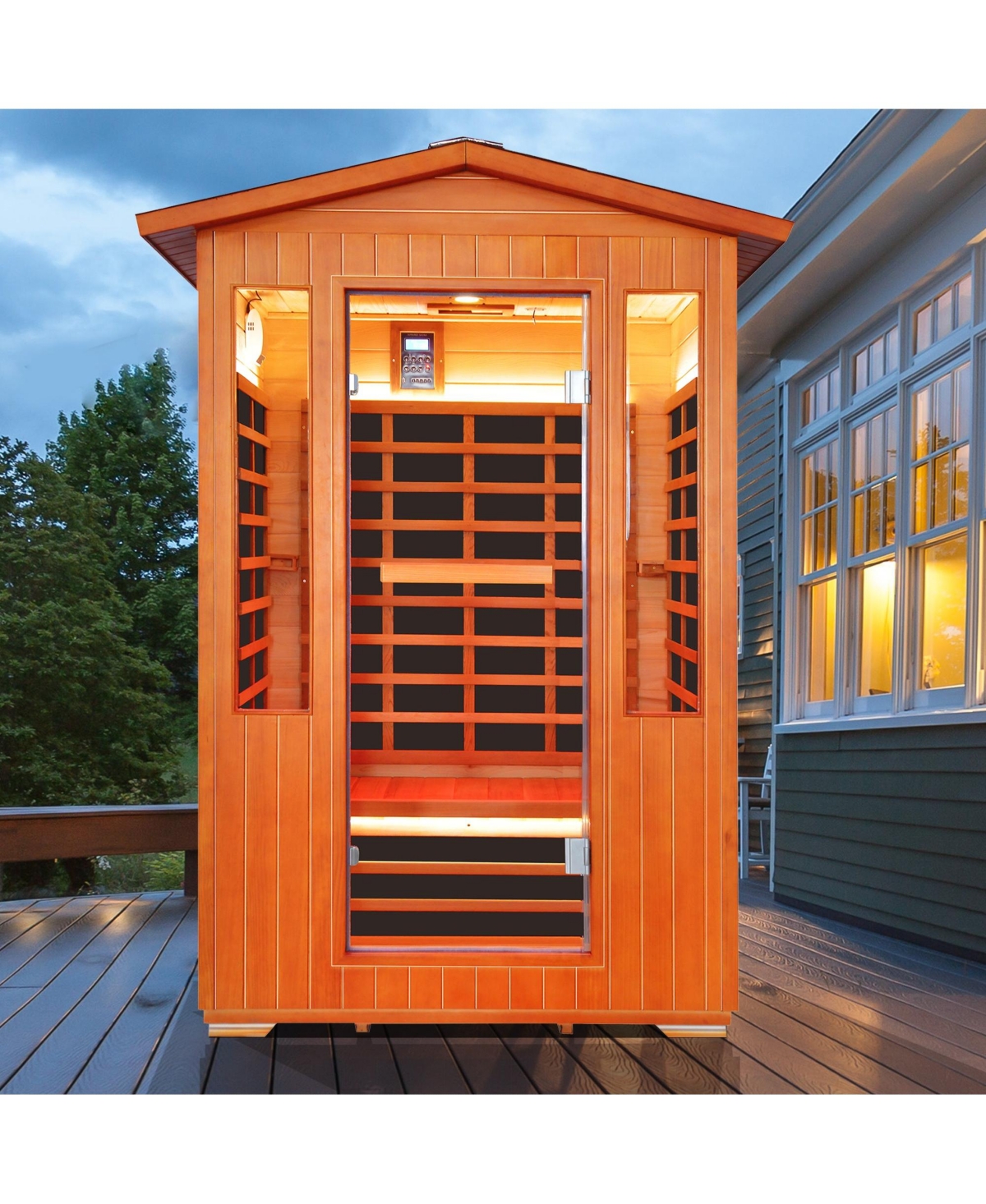 Mondawe Infrared Sauna Room with 8 Heaters, 2000W, Fir & Red Cedar
