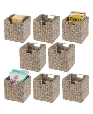 Woven Hyacinth Kitchen Storage Organizer Basket Bin, 8 Pack, Gray Wash