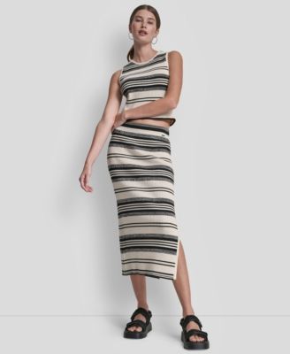 Women's Sleeveless Crew Neck Rib Sweater