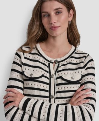 Women's Crew Neck Pointelle Sweater