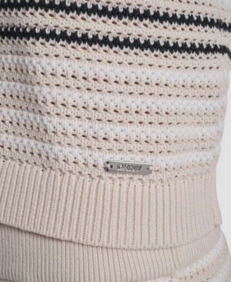 Women's Scoop Neck Striped Pointelle Sweater