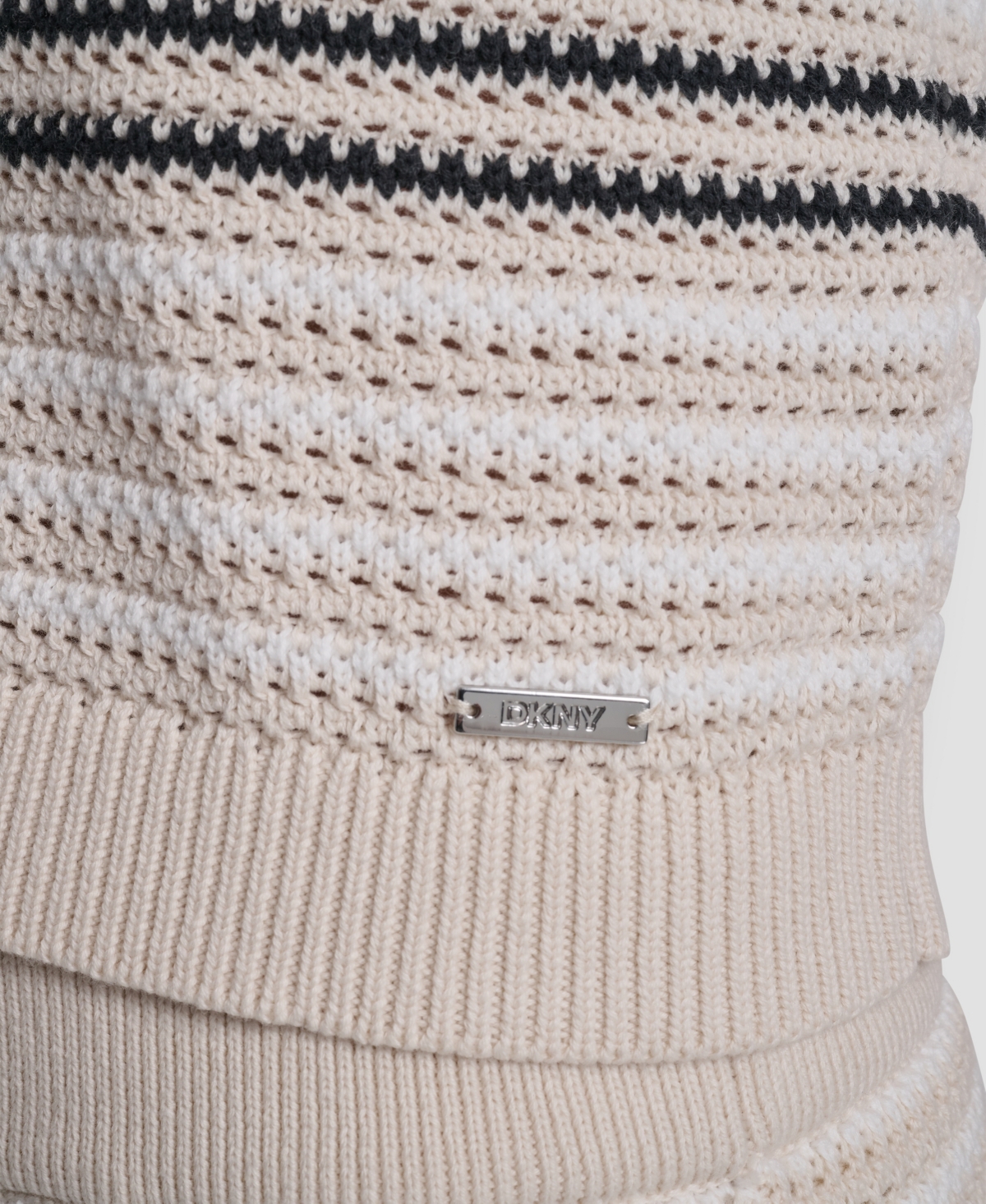 Dkny Jeans Women's Scoop Neck Striped Pointelle Sweater