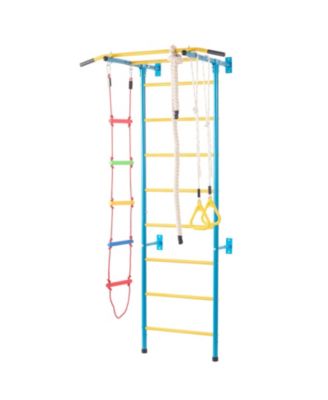 Indoor Kids Climbing Gym with Pull Up Bar Rings Rope Ladder and Wall Playset