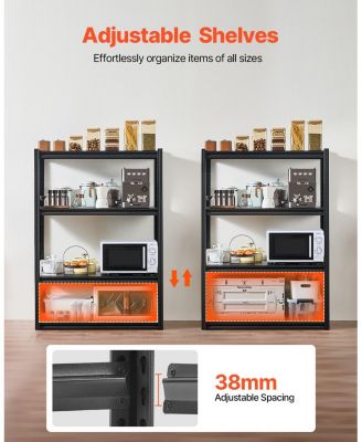 4-Tier Garage Storage Shelves, 2400-Lb Capacity, 20"D x 40"W x 57"H, Adjustable Utility Rack, Black