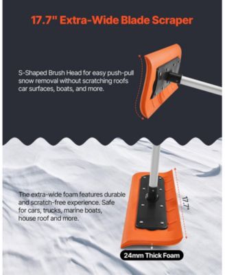 Snow Roof Rake, 17.7" Foam Blade, 7.3-18.4 ft Adjustable, Extension Tubes, Non-Slip Handle, Roof Scraper