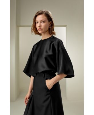 Women's Relaxed Silk Crewneck Blouse