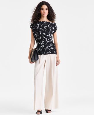 Women's Short Sleeve Asymmetric Knit Top