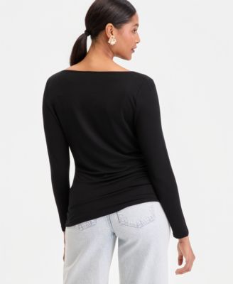 Women's Luxe-Layering Jersey Boat-Neck Long-Sleeve Top