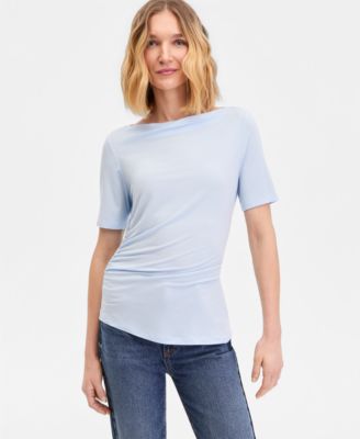 Women's Luxe-Layering Jersey Boat-Neck Short-Sleeve Top