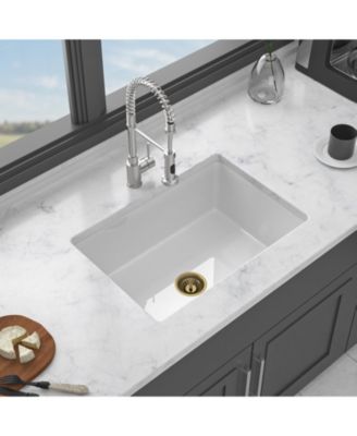 27x19x10inch Dual Mount White Porcelain Fireclay Undermount Single Bowl Deep Rectangular Kitchen Sink