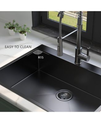 30x22x9inch Gunmetal Black Kitchen Sink Drop In Topmount Stainless Steel Single Bowl
