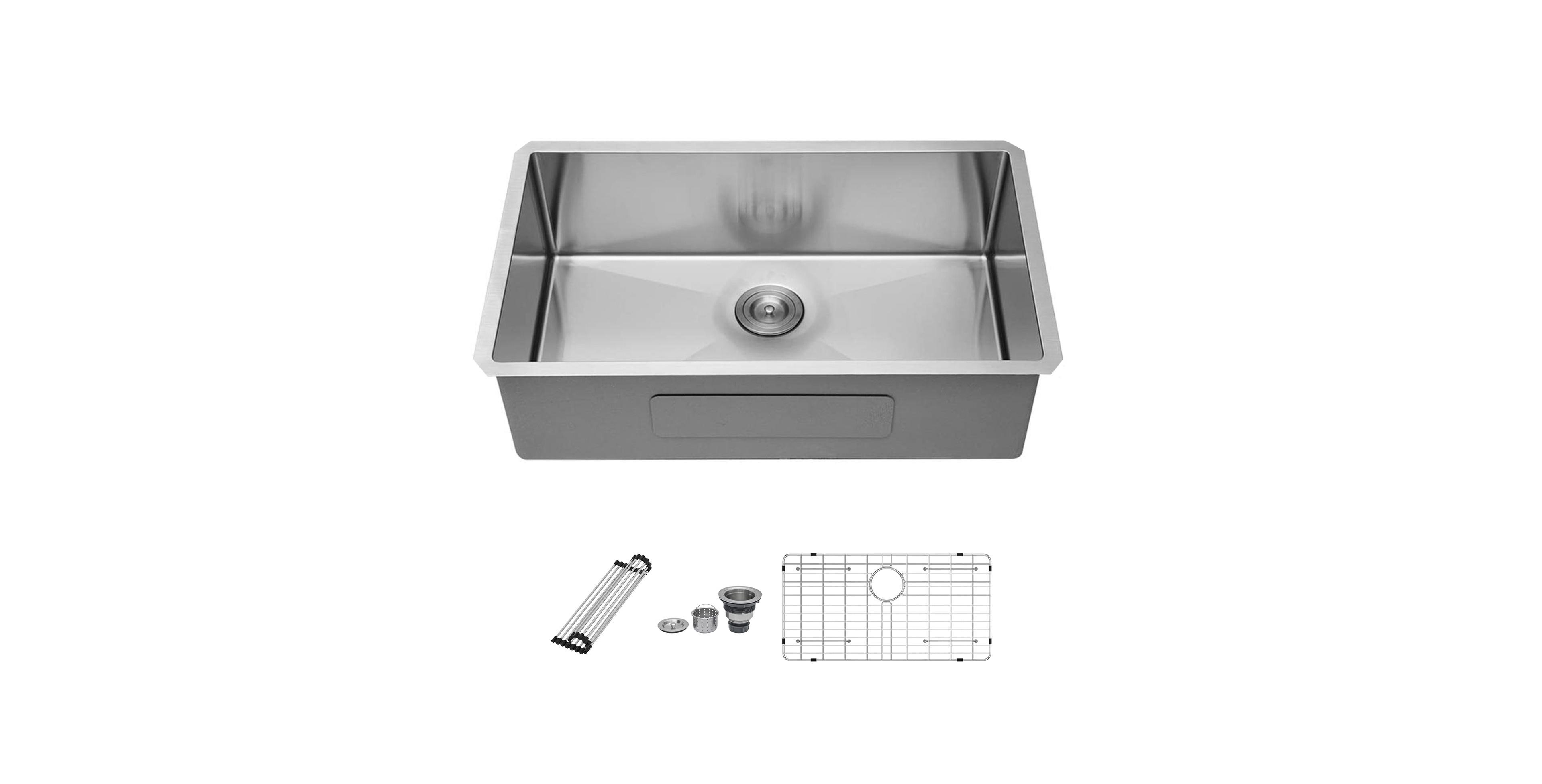 flynama 30x18x10inch Undermount Kitchen Sink Single Bowl Stainless Steel 16 Gauge Deep Basin