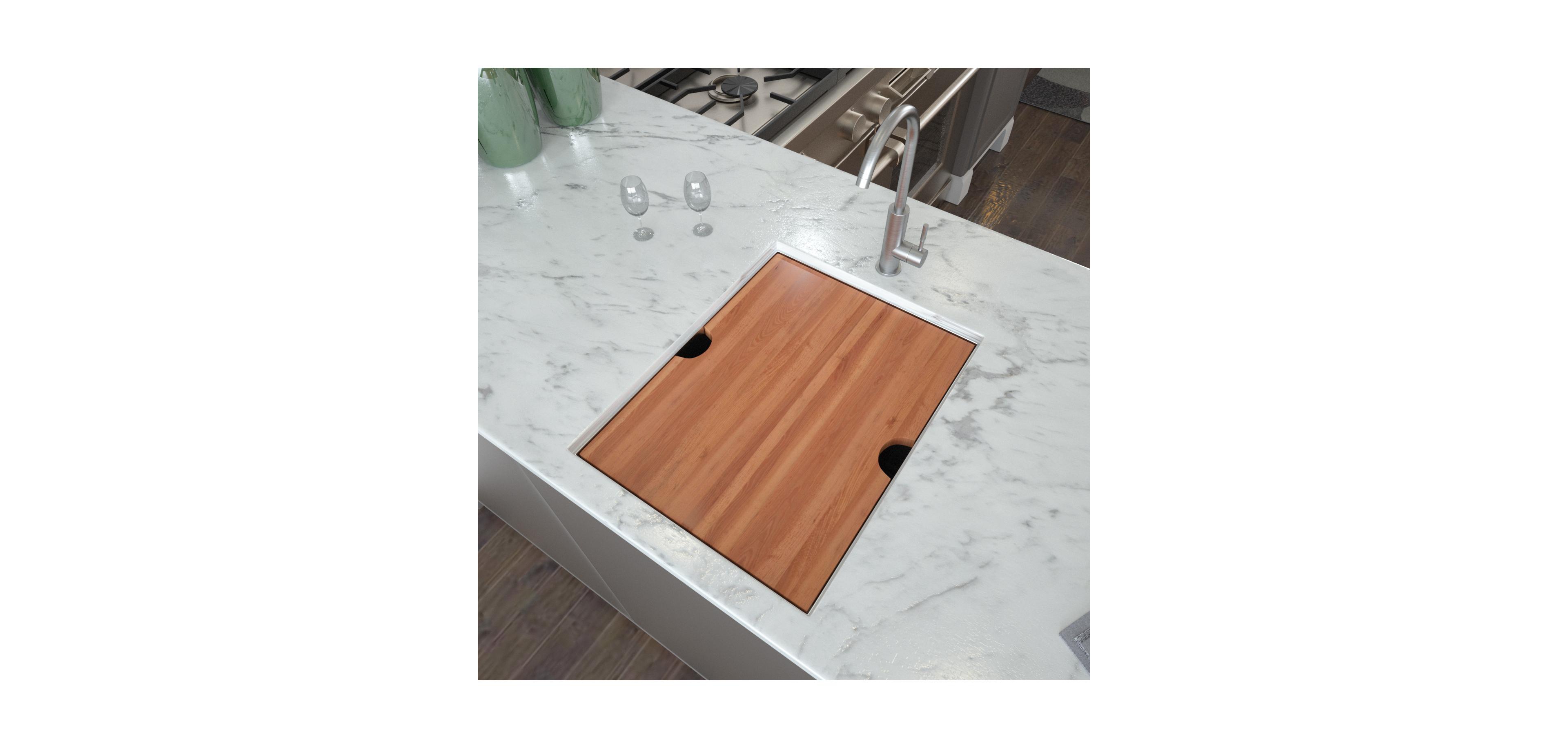 flynama 15inch Undermount Kitchen Sink 16G T304 Stainless Steel Ledge Workstation Single Bowl 15x19x10inch with Full Accessories