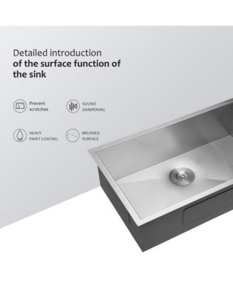 32x19x9inch Undermount Single Bowl Kitchen Sink 16 Gauge 304 Stainless Steel with Drain Assembly No Additional Accessories