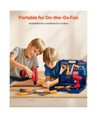 Kids Workbench, 56 pcs, Kids Tool Bench with Realistic Tools and Electric Drill, Pretend Play Construction Workbench Toys for Toddlers