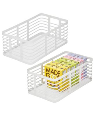 Metal Pantry Basket with Handles - Set of 2 - Matte White