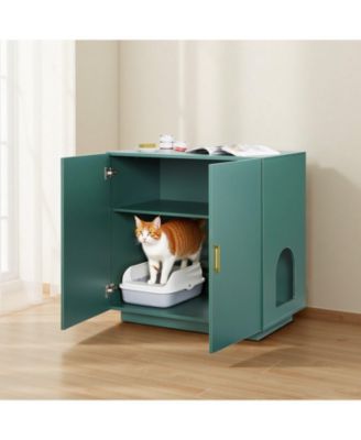 31.5" Ventilated Wooden Litter Box Enclosure with Double Doors