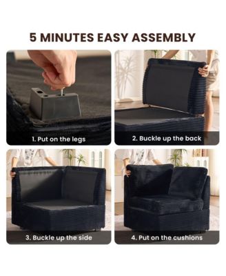 Modular Sectional Sofa Couch, 8-Piece L-Shaped Deep Seat Cloud Couch with Chaise Ottoman, Comfy Corduroy Modular Couches for Living Room