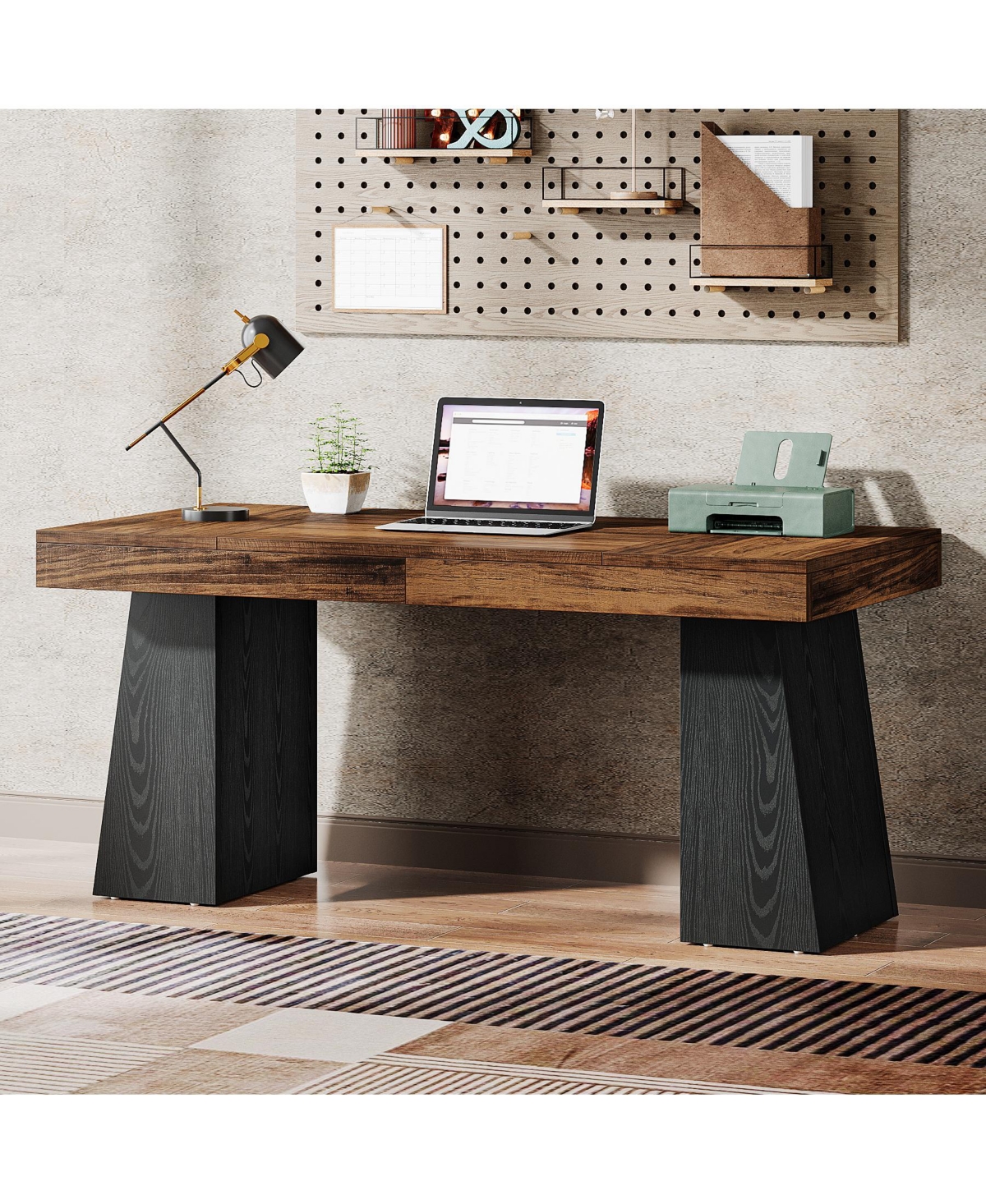 Tribesigns 55" Executive Wooden Desk with Double Pedestal