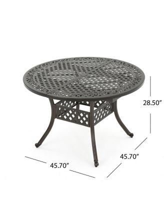 Mondawe Expandable Patio Dining Table, Aluminum Round Outdoor Dining Table with Lattice Design, Hammered Bronze Finish