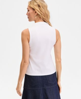 Women's High-Neck Rib-Knit Sleeveless Top