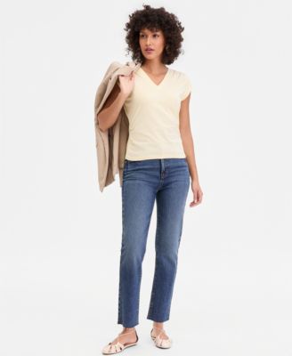 Women's Cap-Sleeve V-Neck T-Shirt