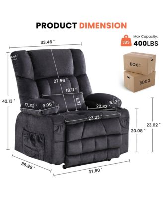 Dual Motor Large Power Lift Recliner Chair for Elderly, Lay Flat Lift Chair with knead the waist and heat, Big Lift Recliner for Tall People