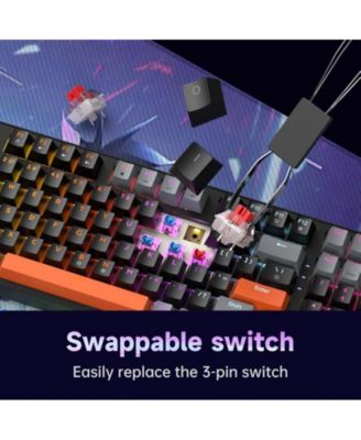 98-Key Mechanical Keyboard Wired Hot Swappable Red Switches, RGB Backlit for Gaming & Office - Ideal for Gamers & Professionals