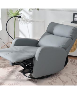 Power Recliner Chair, 270° Swivel Rocking Recliner with USB Port, Electric Recliner for Living Room, Overstuffed PU