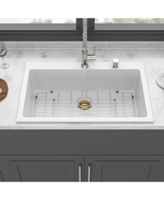 Granite Composite Drop-in Quartz Kitchen Sink with Complete Accessory Set
